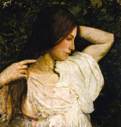 Mädchen richtet ihr Haar von Abbott Handerson Thayer