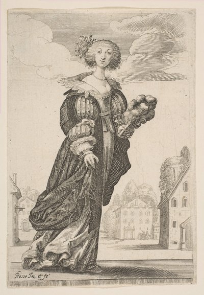 Frau mit einem Fächer, 1629 von Abraham Bosse