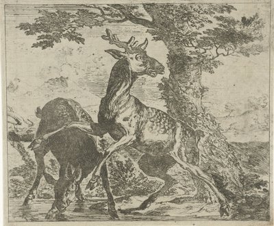 Aufgeschreckte Hirsche von Abraham Danielsz. Hondius