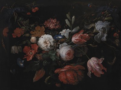Ein Blumenkranz von Abraham Mignon