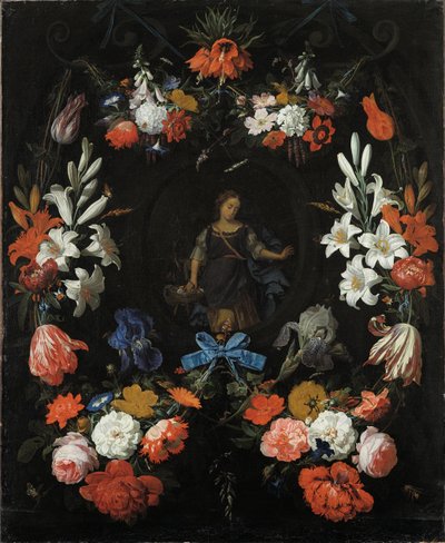 Blumengirlande, ca. 1675 von Abraham Mignon