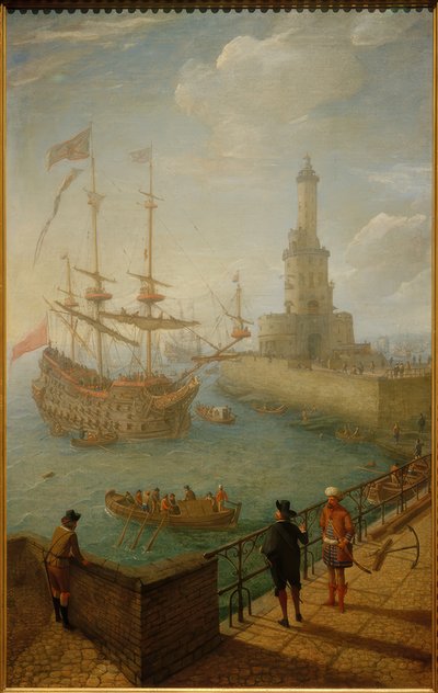 Spanischer Dreidecker vor Neapel ankernd von Abraham Willarts