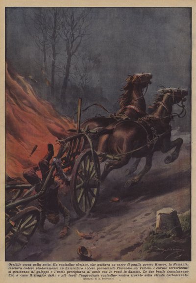 Schreckliche Fahrt in der Nacht von Achille Beltrame