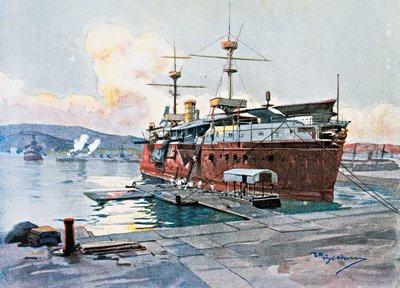 Das alte Schiff Castelfidardo in La Spezia von Achille Beltrame