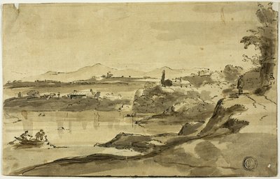 Landschaft mit Fischer im See von Adam Pynacker