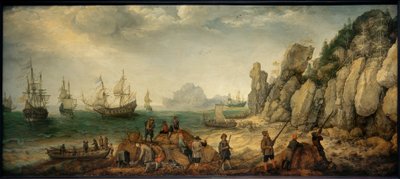 Wildziegenjagd an felsiger Meeresküste von Adam Willarts
