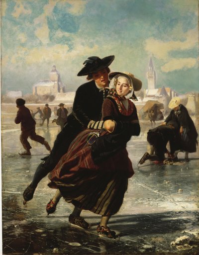 Liebende beim Schlittschuhlaufen von Adolf Alexander Dillens