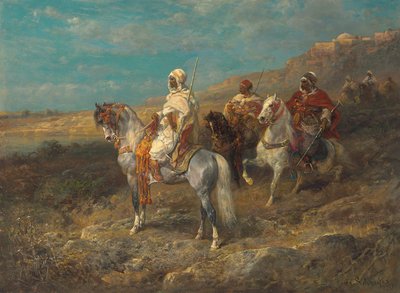 Araber auf einem weißen Pferd von Adolf Schreyer
