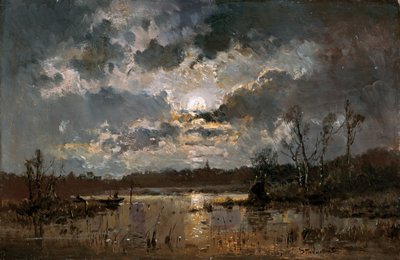 Mondschein am See von Adolf Stademann
