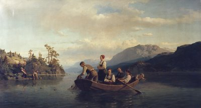 Abend in Krøderen von Adolph Tidemand