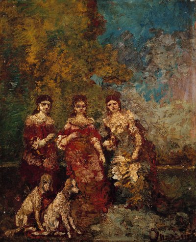 Drei Frauen im Park von Adolphe Joseph Thomas Monticelli