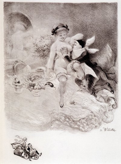 Völlerei - Zeichnung von Willette von Adolphe Leon Willette