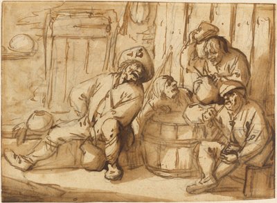 Bauern, die in einer Taverne trinken von Adriaen van Ostade