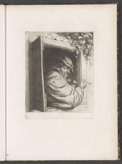 Rauchender Mann in einem Fenster von Adriaen van Ostade