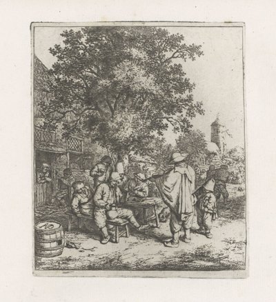 Zwei Musiker bei einer trinkenden Gesellschaft von Adriaen van Ostade