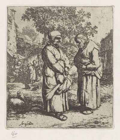 Zwei alte Frauen im Gespräch von Adriaen van Ostade