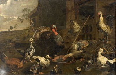 Hühner, Enten und ein Truthahn von Adriaen van Utrecht