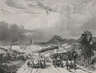 Vue générale de Riom, Auvergne, 1829 von Adrien Dauzats