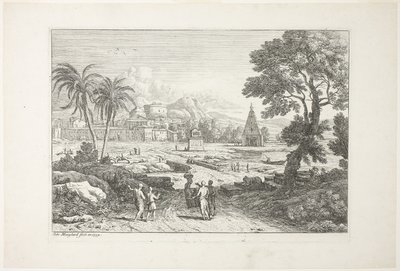 Landschaft mit zwei Palmen von Adrien Manglard