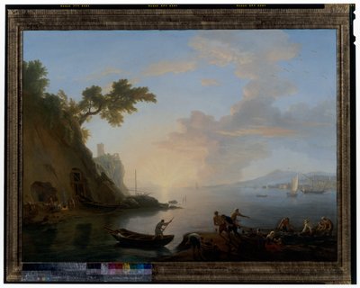 Neapolitanische Küste mit Fischern bei Sonnenaufgang von Adrien Manglard