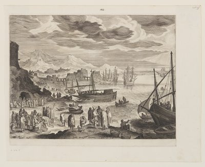 Küste mit Fischer und Fischhändlern von Aegidius Sadeler II