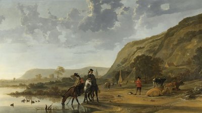 Flusslandschaft mit Reitern, 1653-7 von Aelbert Cuyp