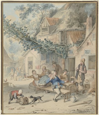 Fröhliche Gesellschaft bei einem Gasthaus von Aert Schouman