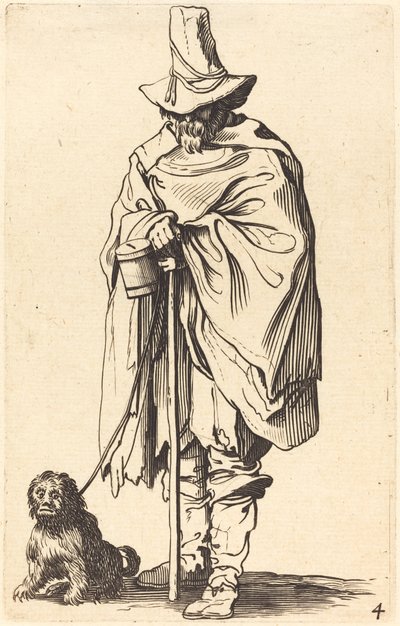 Bettler mit Hund von After Jacques Callot