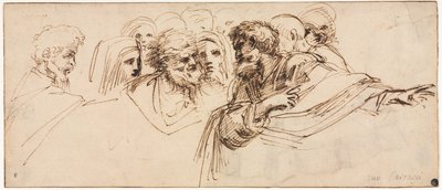Studie von Köpfen (recto) von Agostino Carracci
