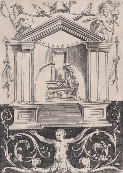 Ornamentales Panel, ca. 1514-36 von Agostino Veneziano