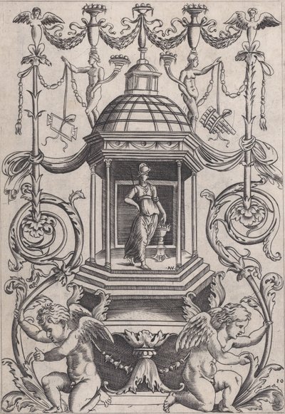 Ornamentales Panel, ca. 1514-1536 von Agostino Veneziano