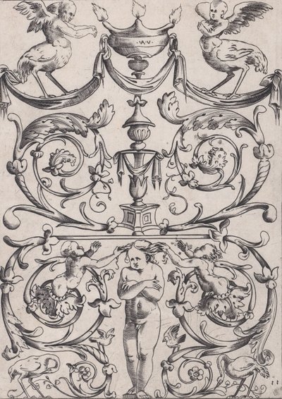 Ornamentales Panel, ca. 1514-36 von Agostino Veneziano