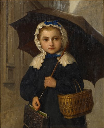 Louise Anker mit Regenschirm von Albert Anker