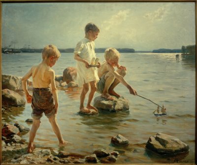 Spielende Knaben an der Küste von Albert Gustaf Aristides Edelfelt