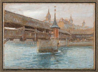 Brücke des Totentanzes, Luzern von Albert Goodwin