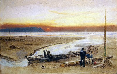 Uferszene bei Sonnenuntergang von Albert Goodwin
