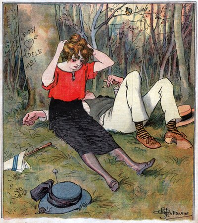 Paar nach der Liebe im Wald von Albert Guillaume