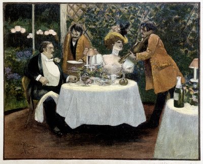Restaurant, Zeichnung von Guillaume von Albert Guillaume