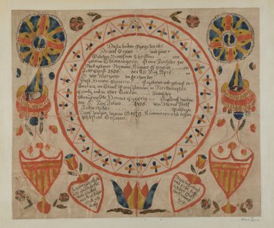 Pa. Deutscher Fraktur von Albert Levone