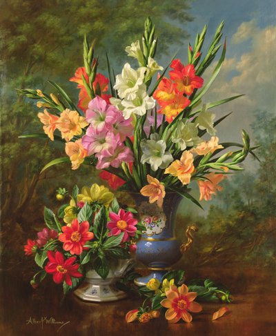 Gladiolen und Dahlien von Albert Williams