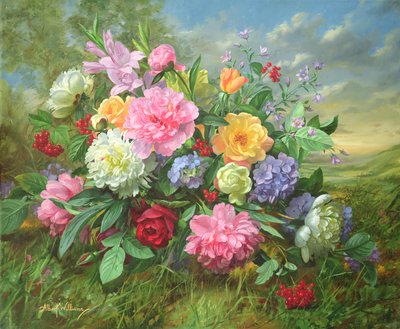 Pfingstrosen und Hortensien von Albert Williams