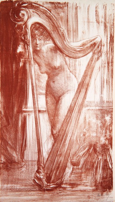 Junges Mädchen mit Harfe, 1903 von Albert de Belleroche