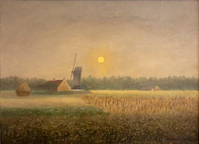 Windmühle in Latem bei Mondschein von Albijn Van den Abeele