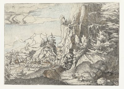 Landschaft mit dunkler Felswand von Albrecht Altdorfer