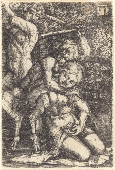 Zwei Satyrn kämpfen um eine Nymphe von Albrecht Altdorfer