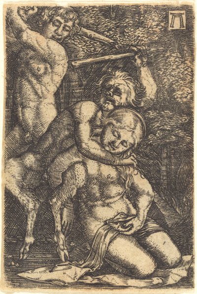 Zwei Satyrn kämpfen um eine Nymphe von Albrecht Altdorfer