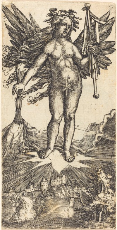 Geflügelte Frau auf einem Stern von Albrecht Altdorfer