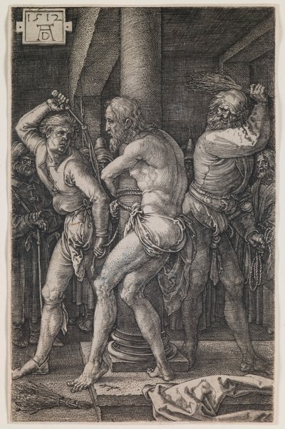Geißelung, aus der Serie „Die gravierte Passion“ von Albrecht Dürer