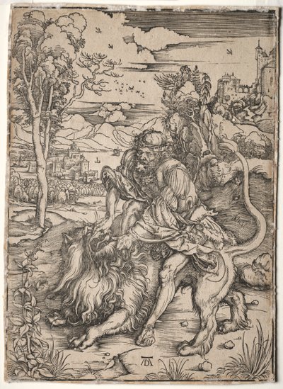 Samson tötet den Löwen, ca. 1496-1497 von Albrecht Dürer