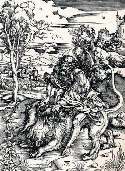 Simson zerreißt den Löwen von Albrecht Dürer
